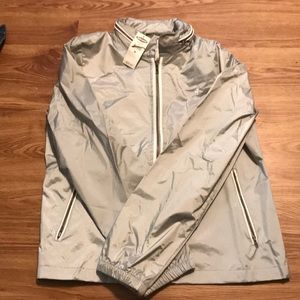 Old Navy- Silver Windbreaker Rain Jacket- NWT